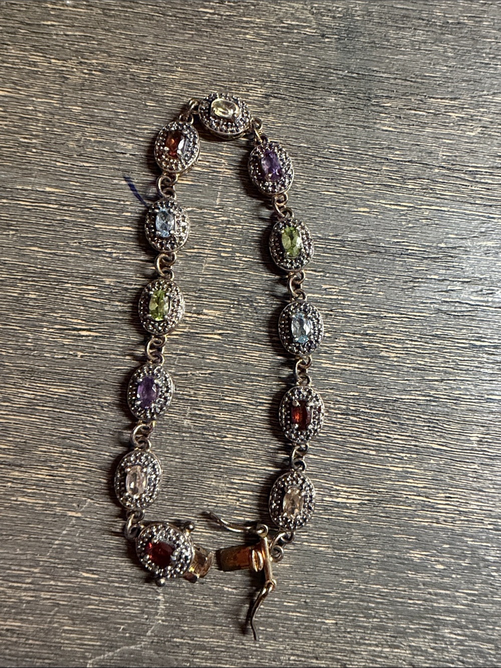 Multi-Gemstone Oval Link Bracelet - Gold Plated 925 Silver